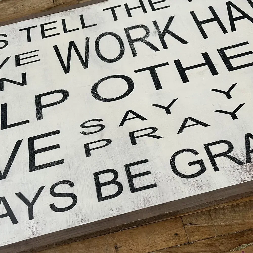 Family Rules & Values Wall Hanging Sign Farmhouse Decor Rustic Black Letters